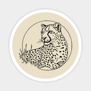 Minimalist Leopard Line Art – Wild and Majestic Big Cat Design Magnet